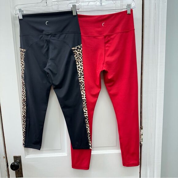 2 NWT Zyia Active Leopard pocket hi-rise, red athletic leggings women's 6 8 - Picture 3 of 8